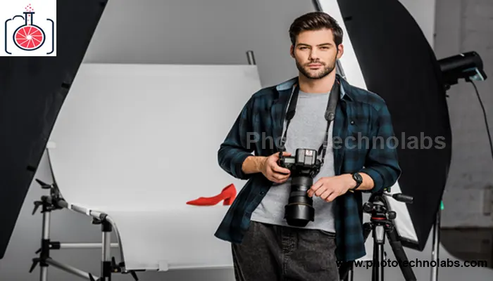 Photographer shooting product in studio